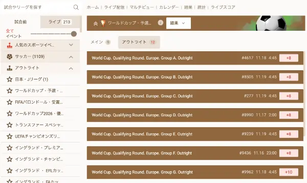 ワールドカップ予選のベッティング