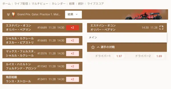 F1カタールグランプリで賭けられる項目