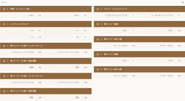 MSIで利用できる賭け方の種類