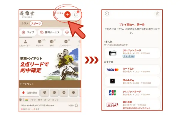 遊雅堂の入金画面